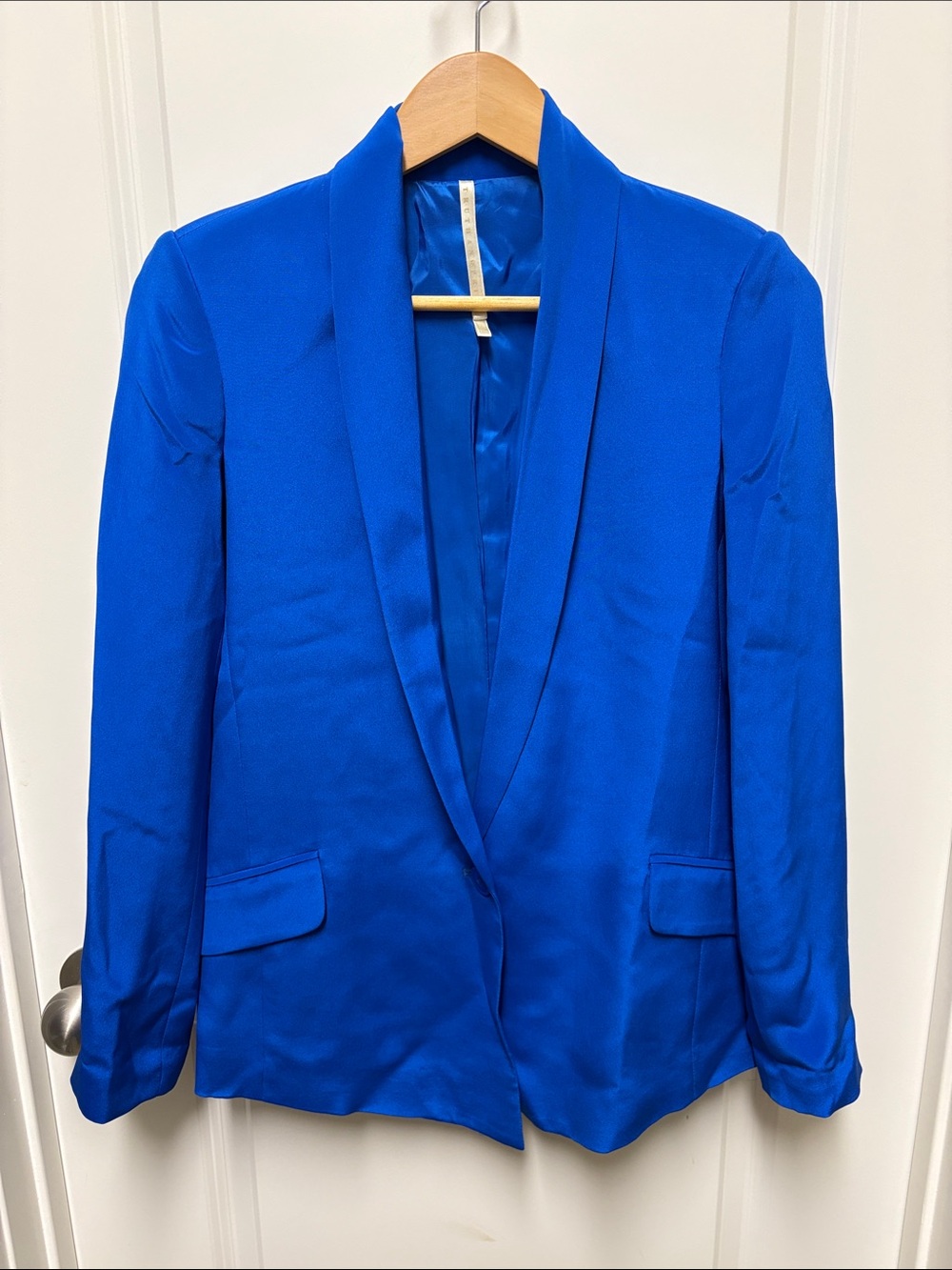Truth and Pride Royal Blue Single Button Lined 100% Silk Jacket Size S